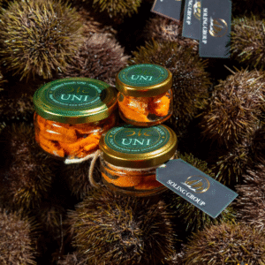 Sea Urchin caviar chilled in brine, UNI GOLD (Japanese technology)